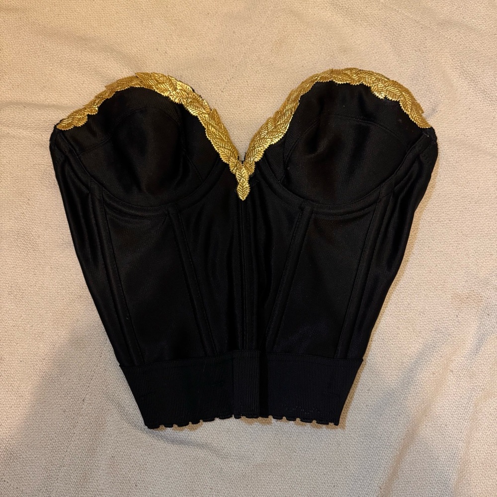 Black and Gold Vintage Corset Top